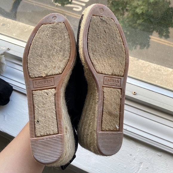 LAUREN Ralph Lauren canvas wedges, black and cream, size 7 - Picture 6 of 7